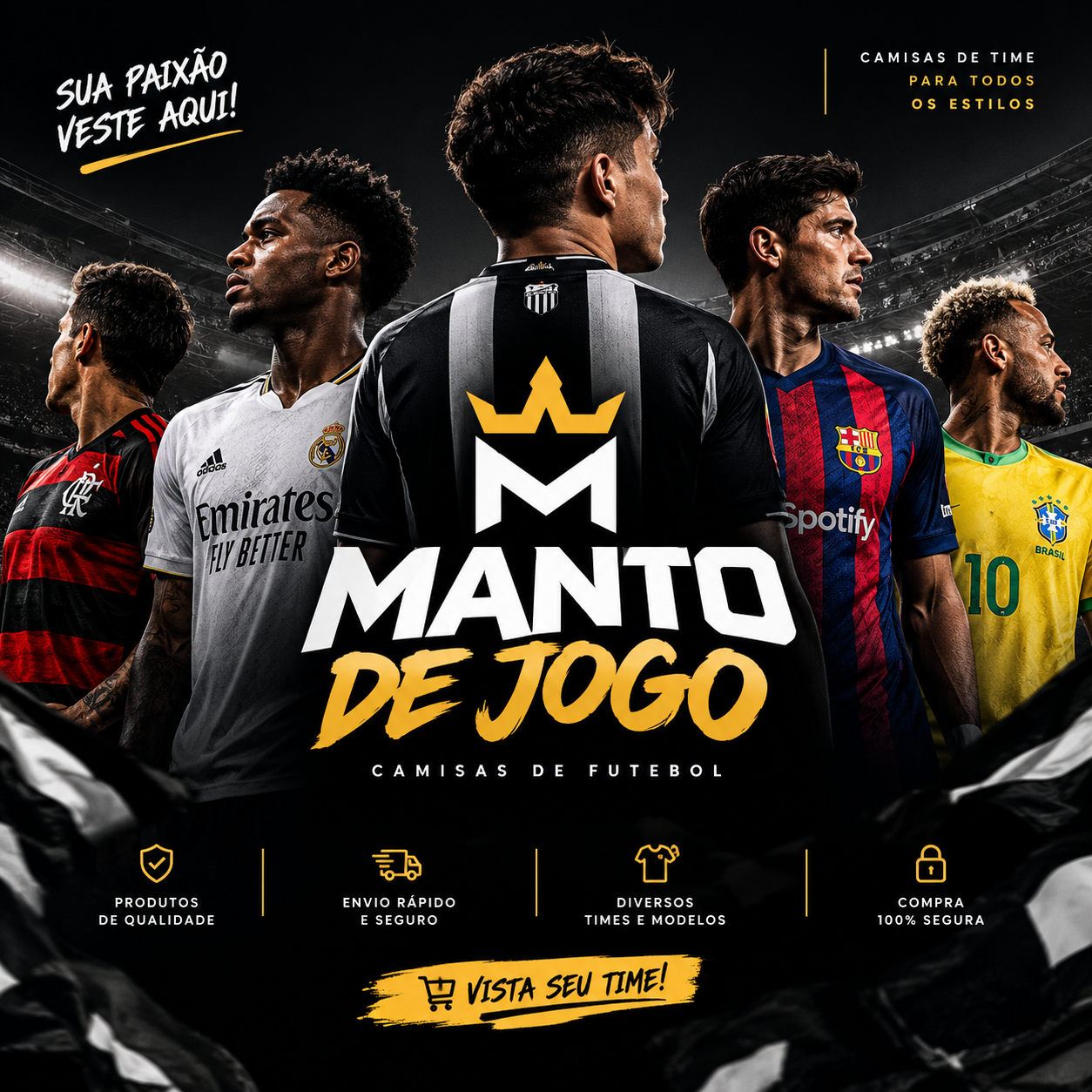 Manto de Jogo — Sua paixão veste aqui! Camisas de futebol. Vista seu time!